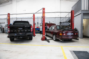 Two fords in the garage for a car service